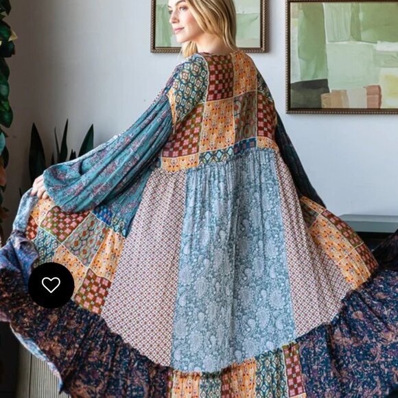 Boutique Jackets & Blazers - 086 Boutique Patchwork Longline Duster NWOT Size Large